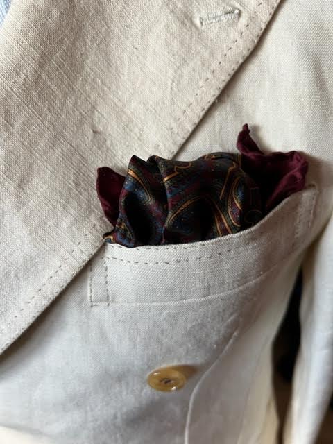 Handmade Vintage Pocket-square #3036 - Image 2