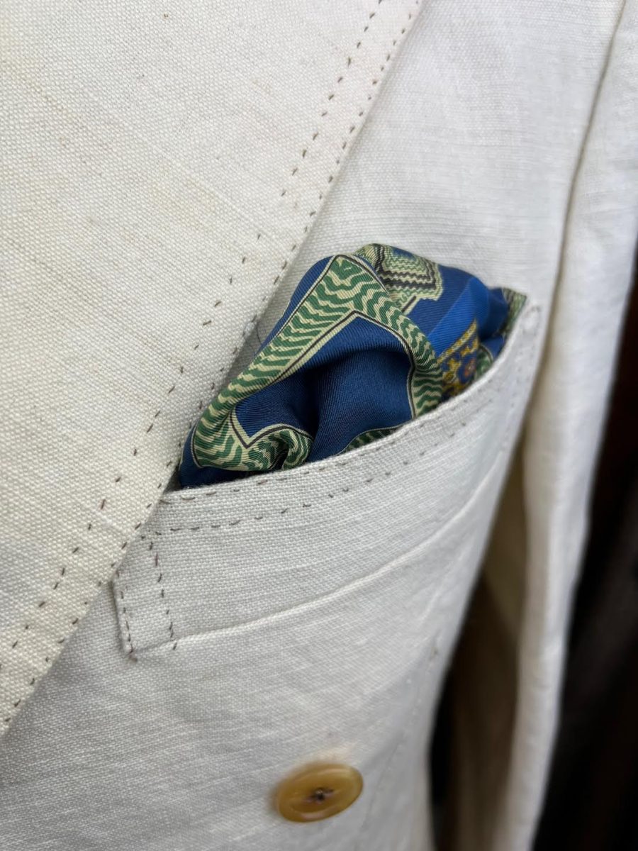 Handmade Vintage Pocket-square #3067 - Image 2