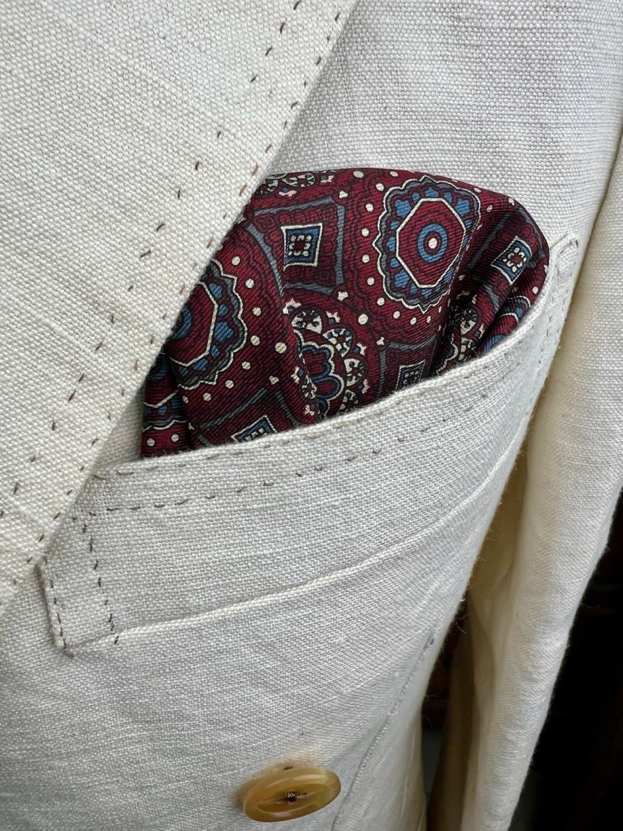 Handmade Vintage Pocket-square #3068 - Image 2
